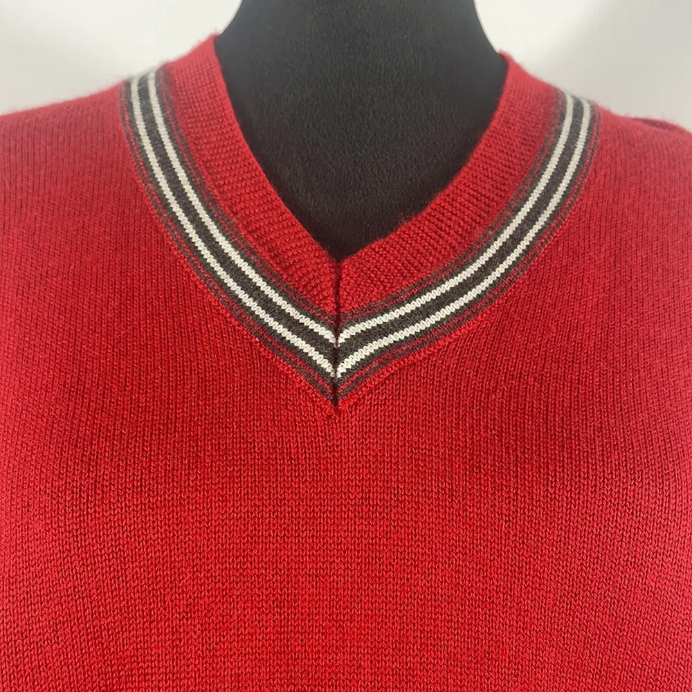 Banana Republic Medium V neck pull over sweater, Red, White & Black stripe